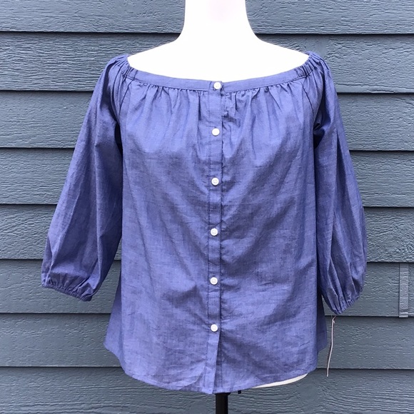 Chambray Off the Shoulder Top - Picture 2 of 11